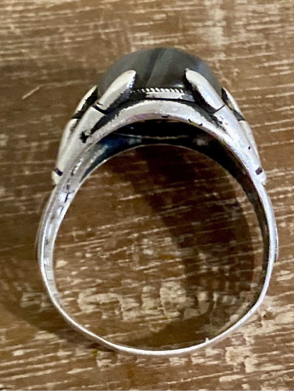 Sterling Silver Men's Statement Ring w/ Brown & Gray Cabochon Stone Dragon Claw - Picture 15 of 15